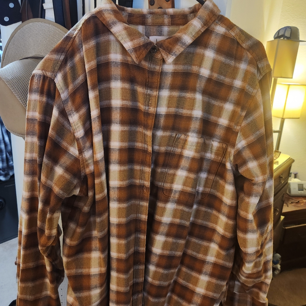 SO Women's Brown Plaid Button Down Shirt
